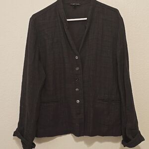 Eileen Fisher Black/grayish,  Linen Jacket, Size Xl